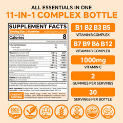 VEETAGYO B Complex bottle front with sugar-free gummies ready to take.