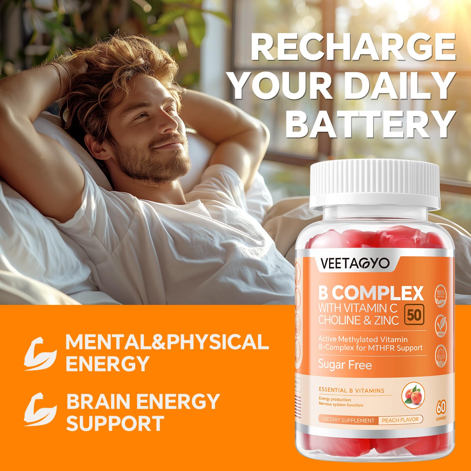 VEETAGYO B Complex plant-based formulation emphasizes vegan B vitamins.