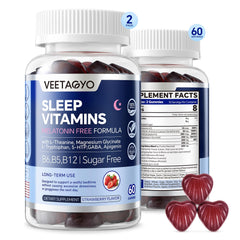 VEETAGYO melatonin-free gummies bottle — a nightly sleep support option without next-day grogginess.