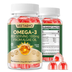 VEETAGYO vegan omega-3 gummies dual-layer bottle for daily cognitive support