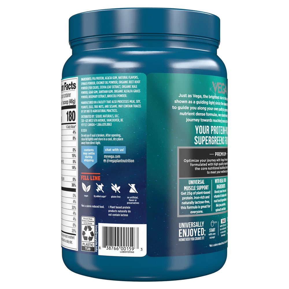 Berry Vega Protein and Greens shake with smooth texture.