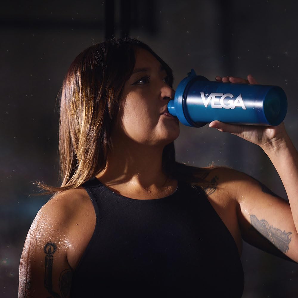 Chocolate Vega Protein and Greens blended into a creamy beverage.