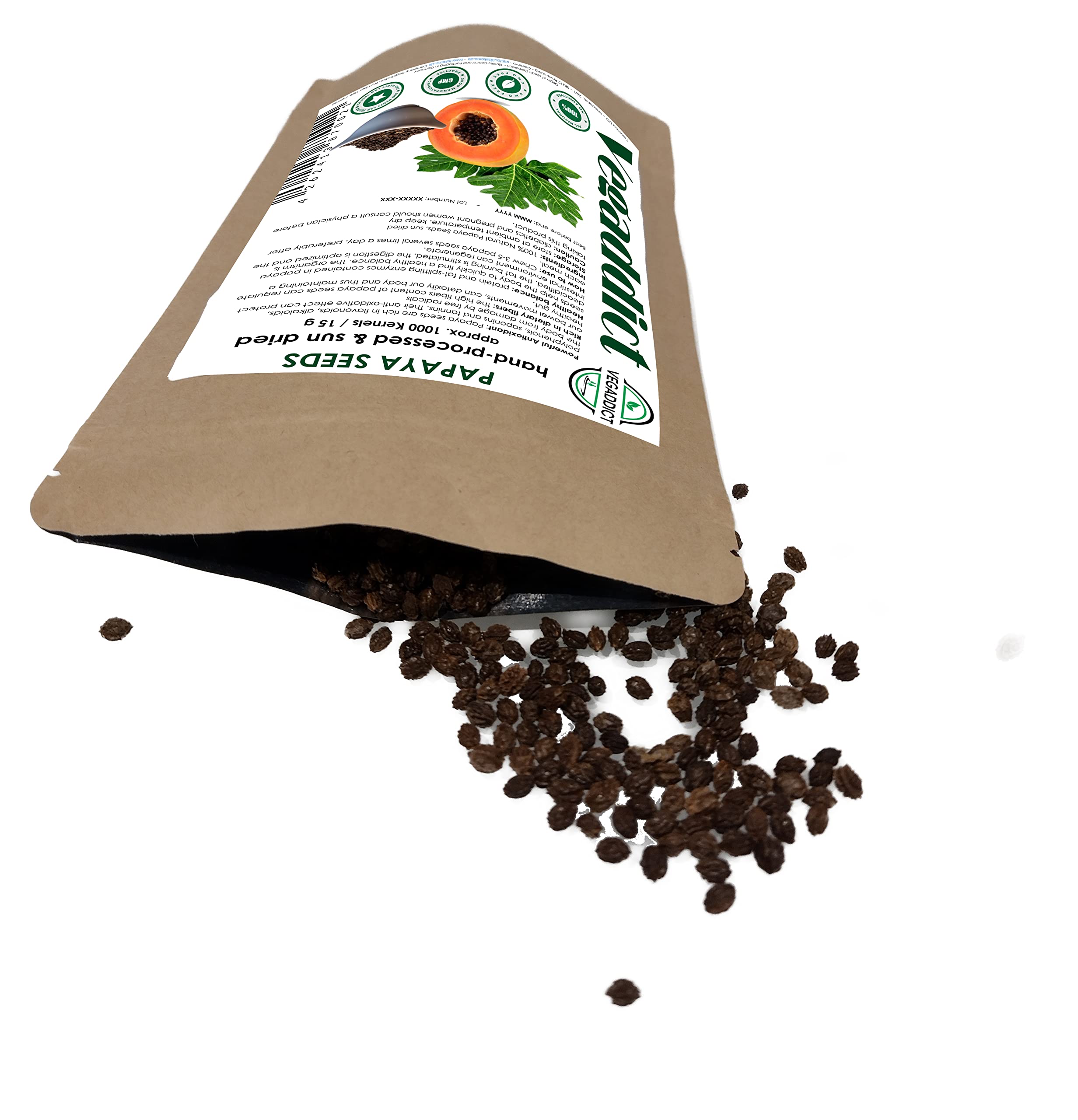 Vegaddict lactose-free papaya seeds present dairy-free product choice