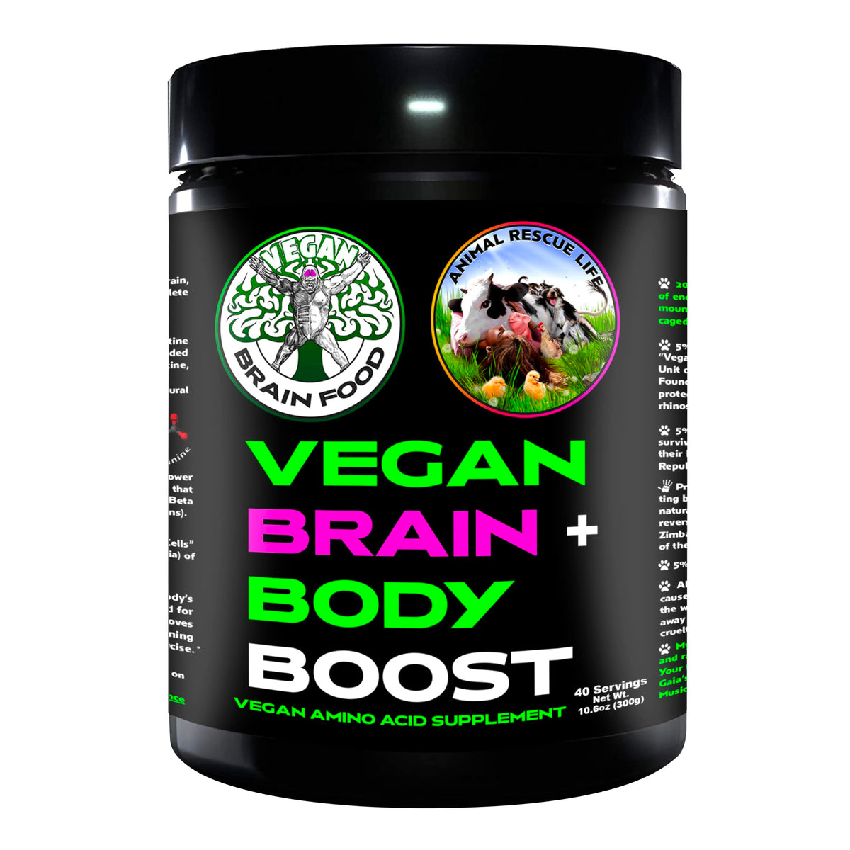 Vegan Brain Food bottle pour shows easy daily use for brain and body support.