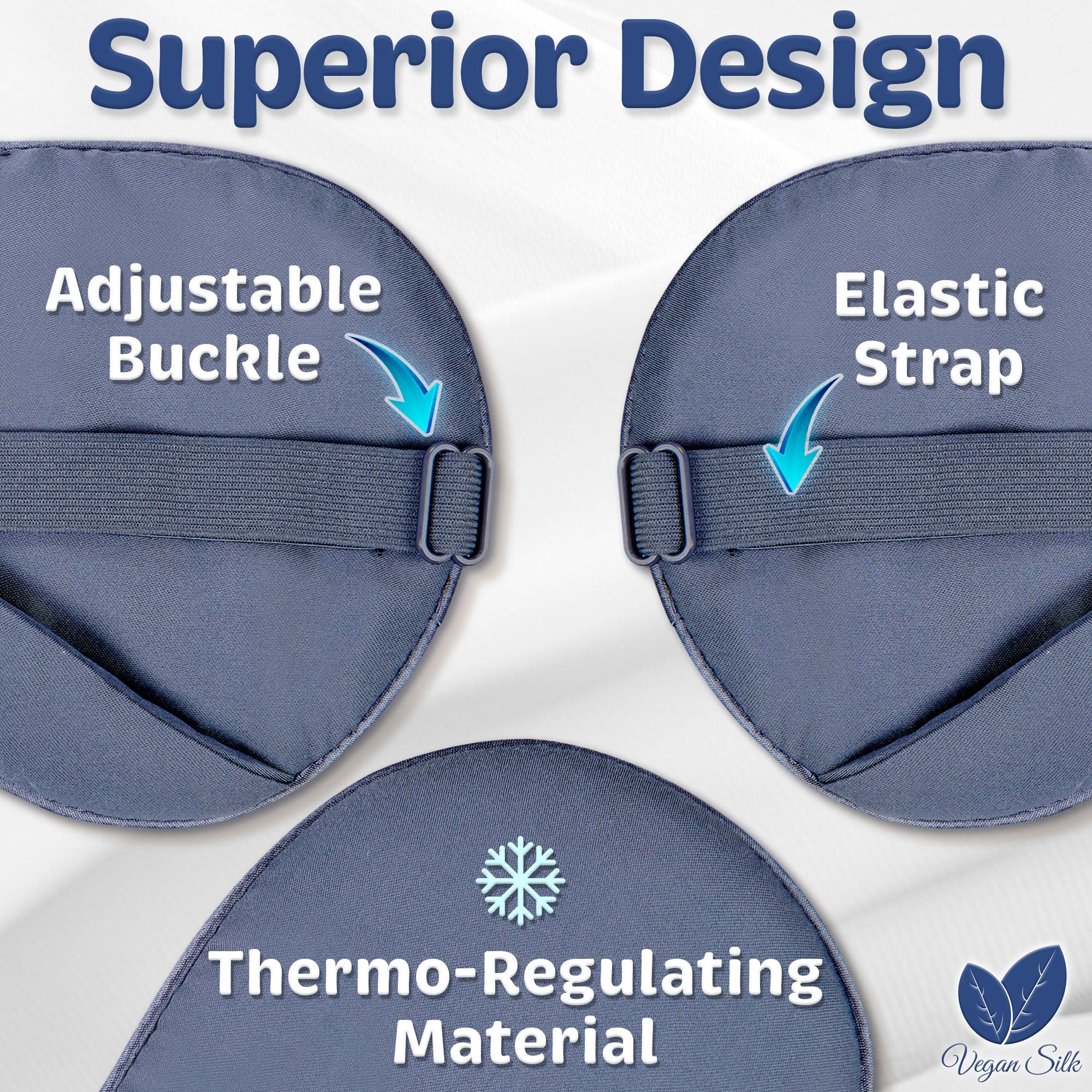 Vegan Silk sleep mask navy gray is machine washable for easy care.