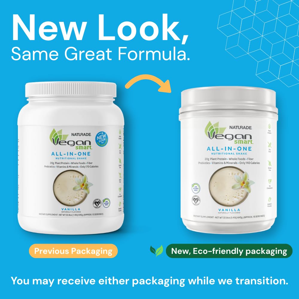 Vegansmart Naturade vanilla shake glass ready for a quick on-the-go nutrition boost.