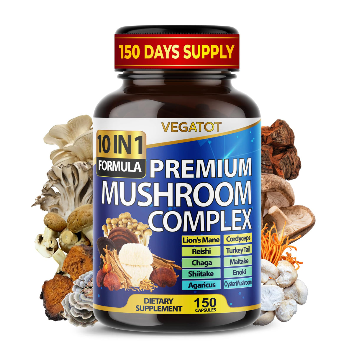 VEGATOT 10-in-1 bottle with Lions Mane for focused study.