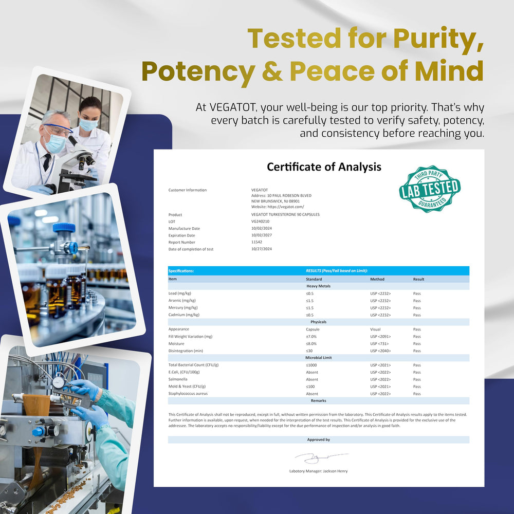 VEGATOT cGMP-certified facility ensures quality
