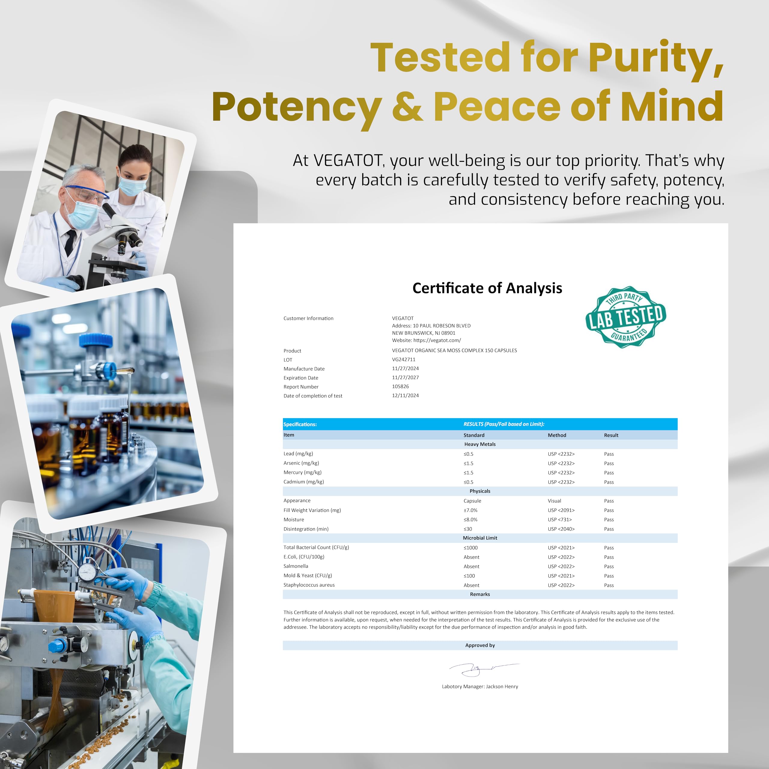 Packaging image showing vegan-friendly formula and allergen-free assurances