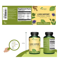 Vegavero Liver Support capsules close-up highlighting high-dose milk thistle extract