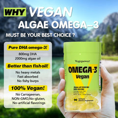 Close-up of Vegepower algae DHA softgels for daily plant based DHA