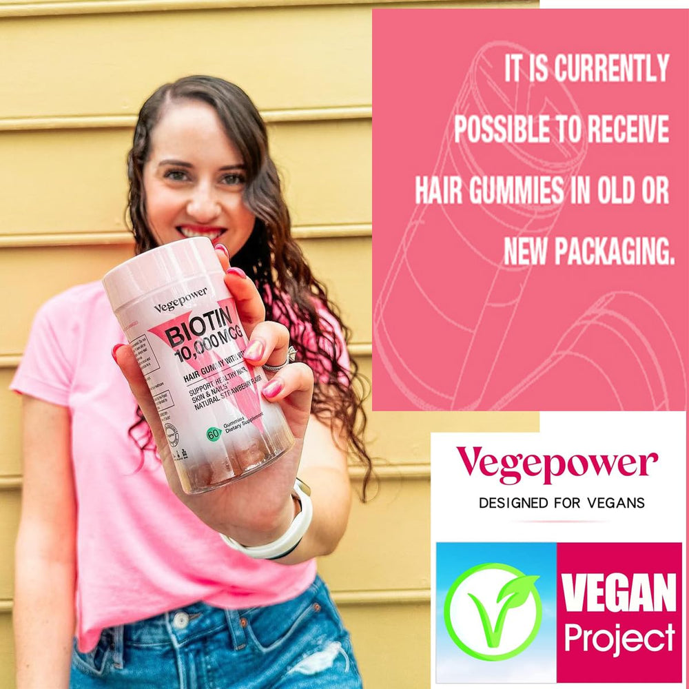 VEGEPOWER Biotin Gummies on-table lifestyle shot
