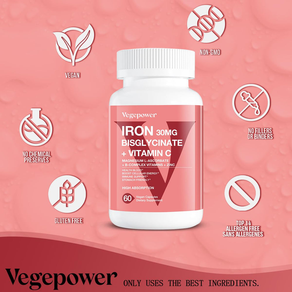 VEGEPOWER bottle with water suggests simple daily intake.