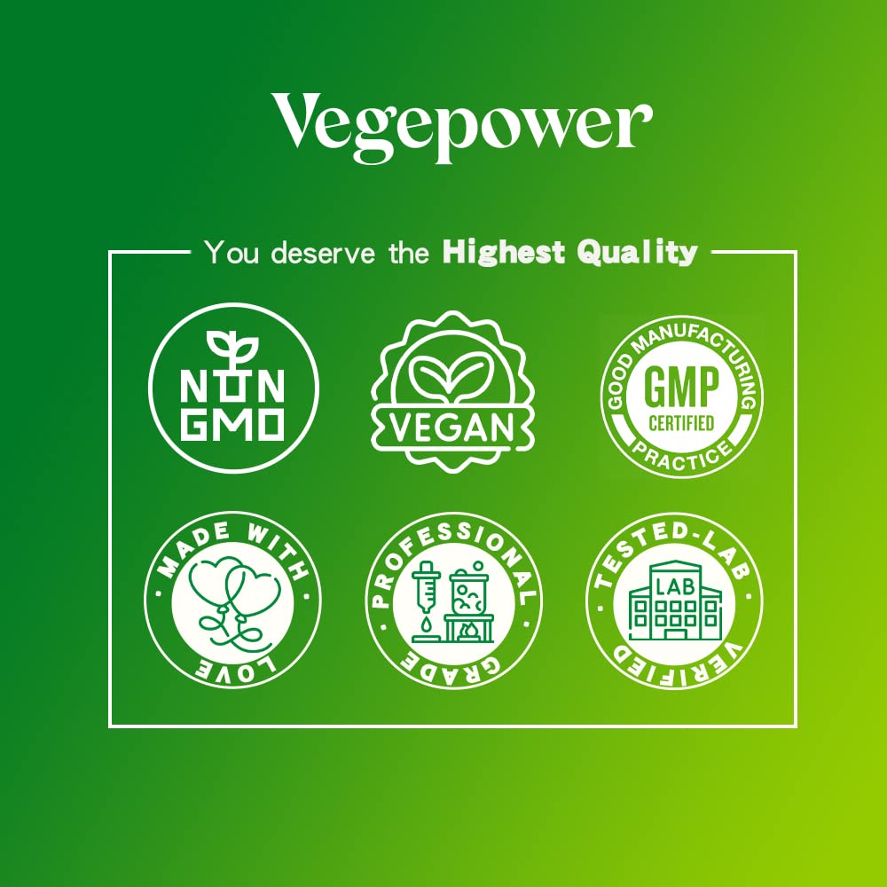 VEGEPOWER non-GMO and vegan-friendly claim shown on packaging image