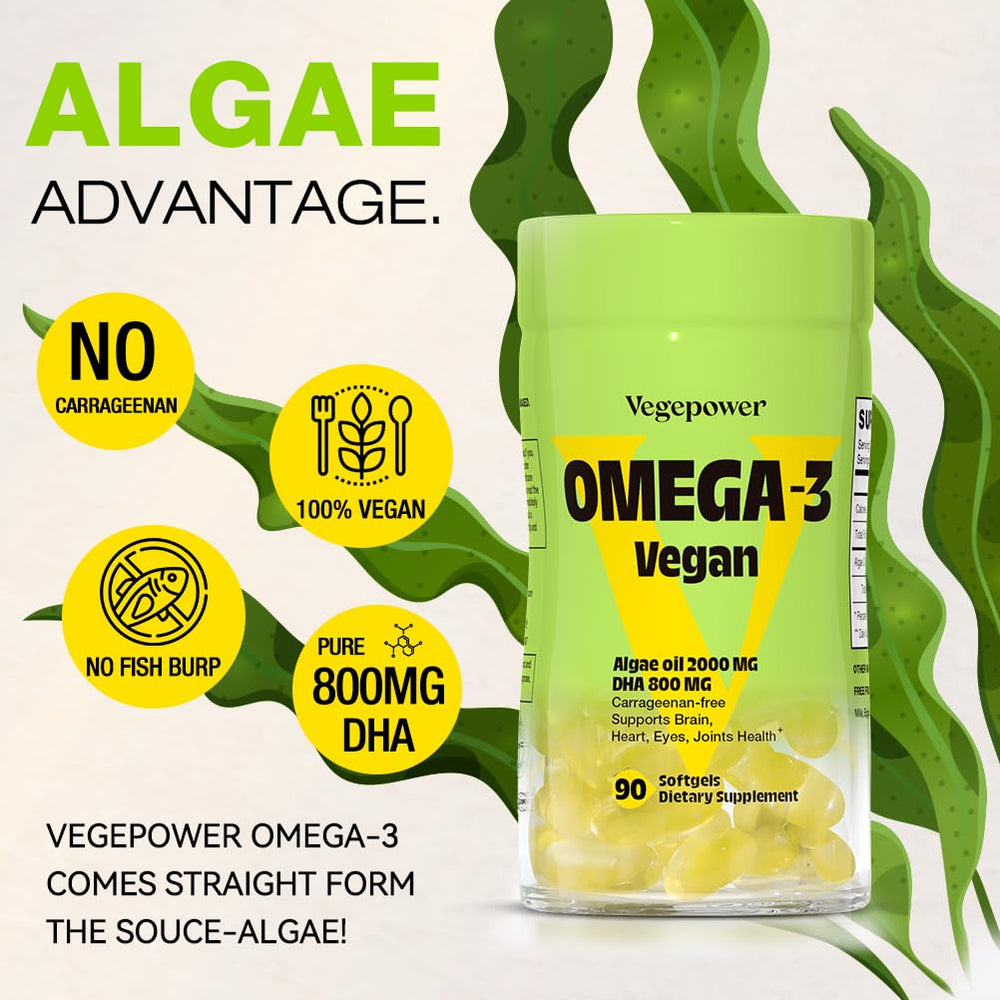 Vegepower plant based DHA supports brain and heart via algae