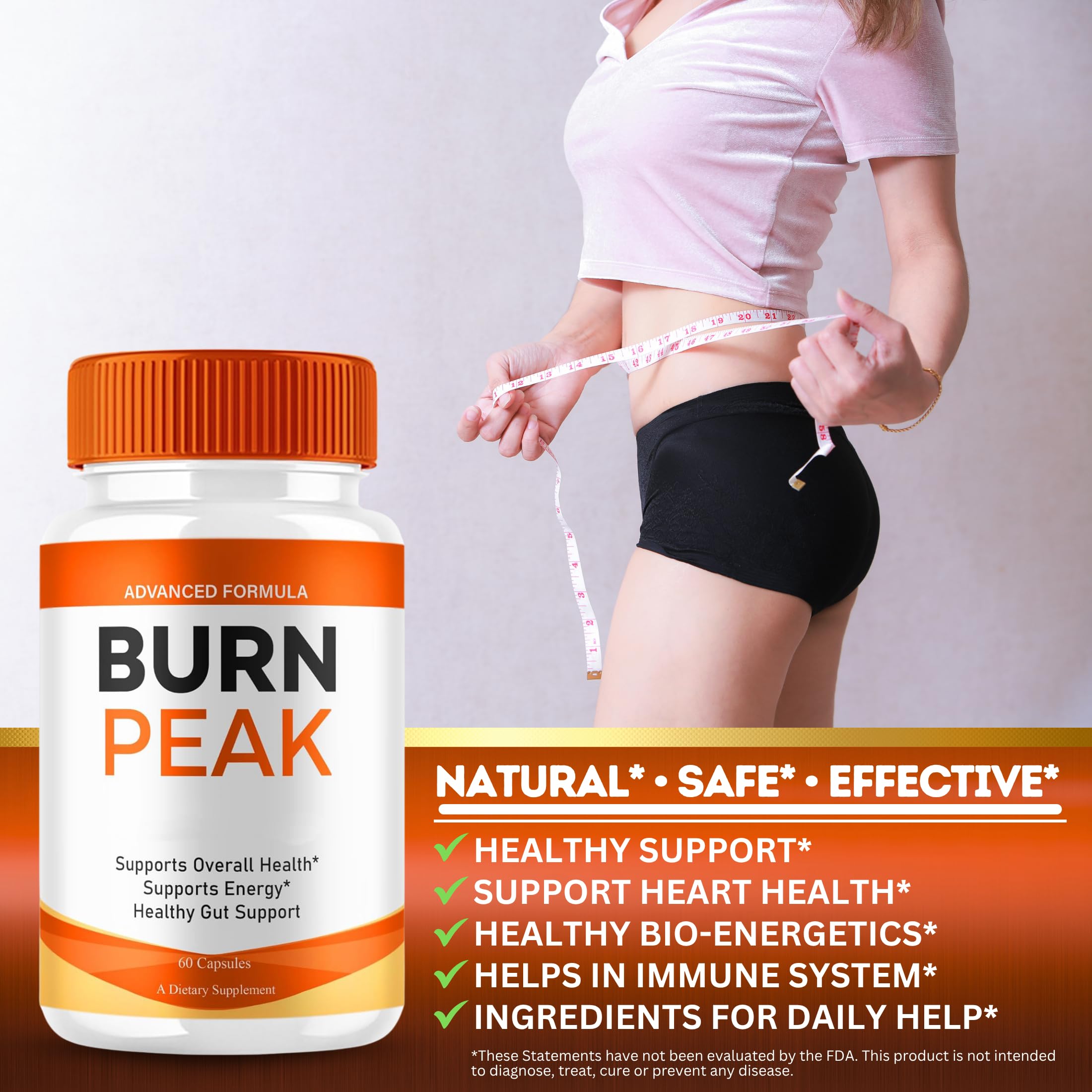 VegHerbs BurnPeak Advanced Pill bottle back view with premium natural formula notes.