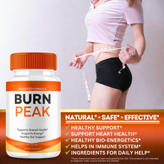 VegHerbs BurnPeak Advanced Pill bottle back view with premium natural formula notes.