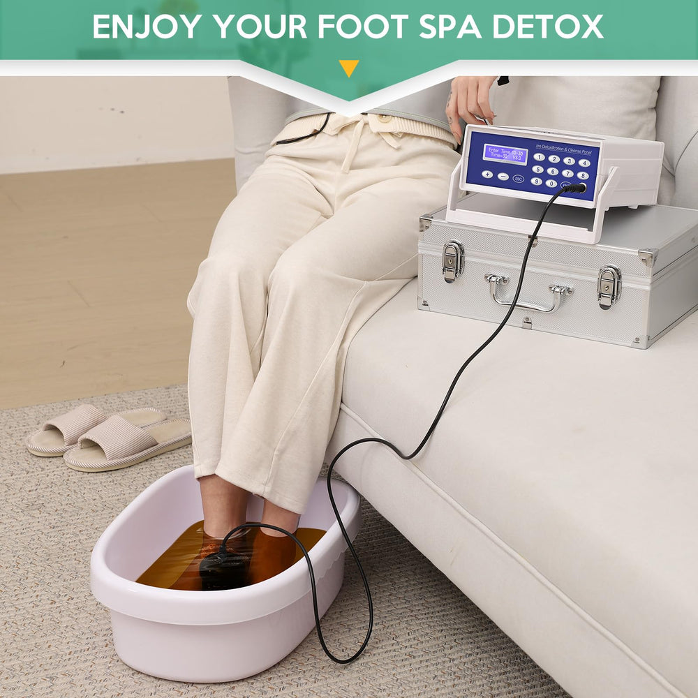 Veicomtech detox machine side view showing slim footprint for home use