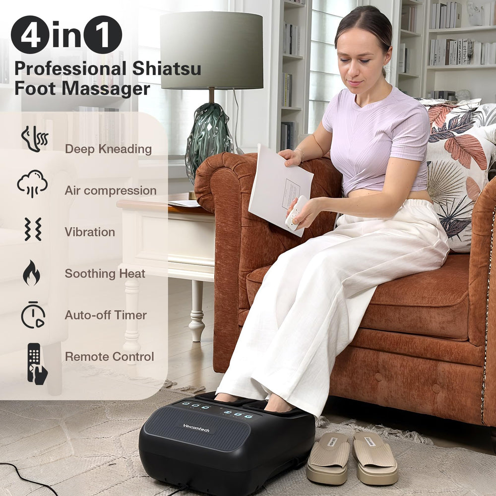 Veicomtech Shiatsu Foot Massager heat function provides comforting warmth.