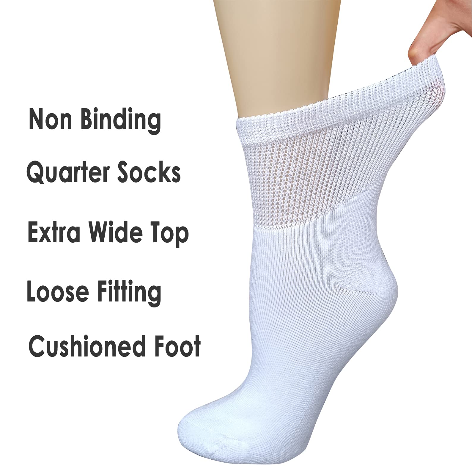 VEIGIKE socks showing non-binding top for a relaxed, irritation-free fit.