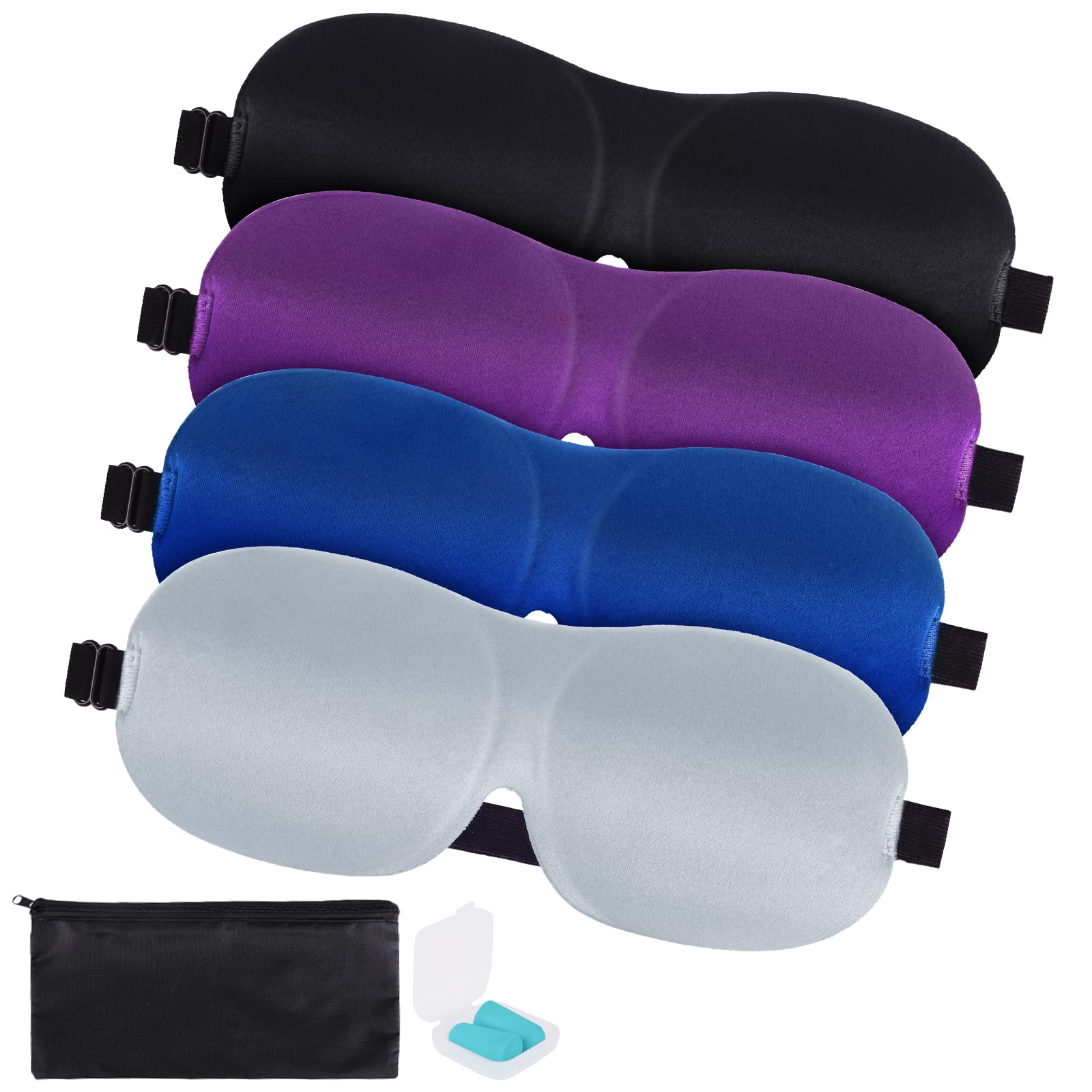 VEKDA 4-pack eye masks for sleep with adjustable strap for comfortable night rest