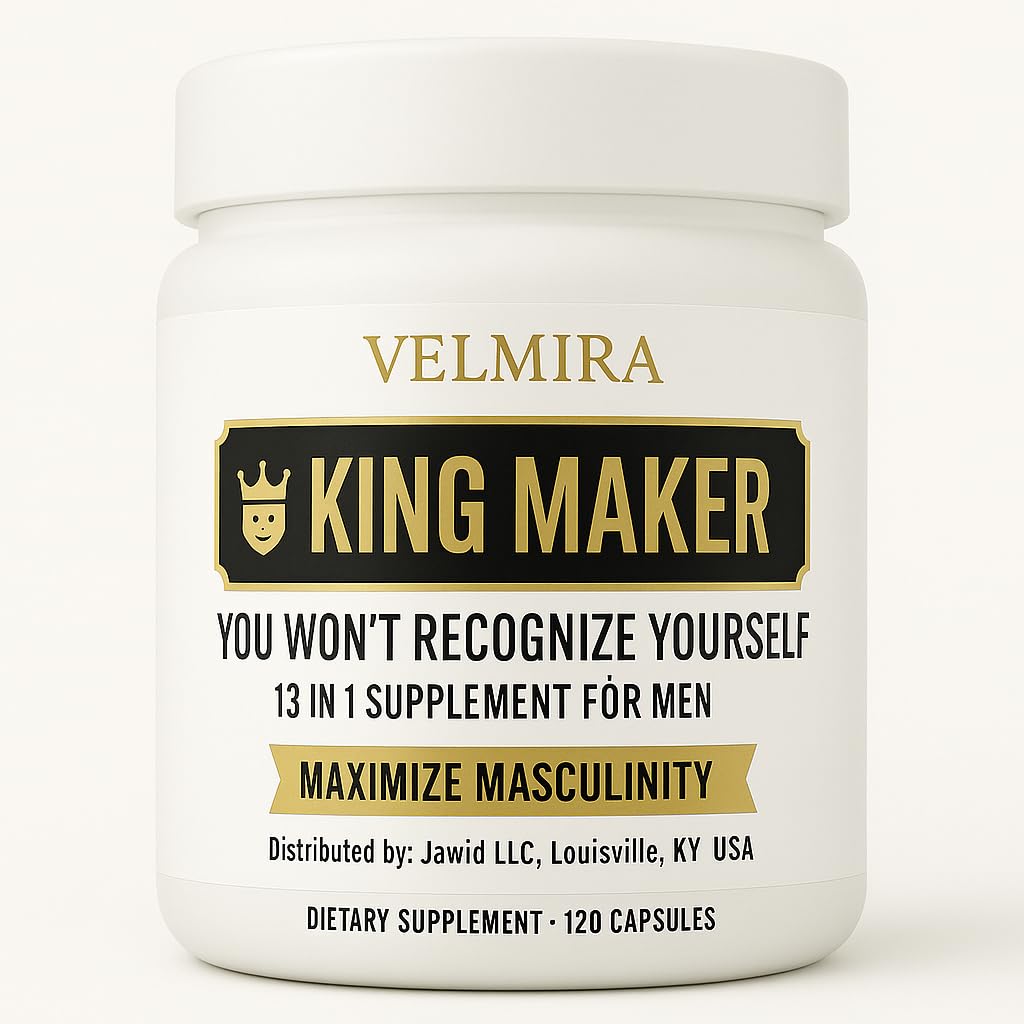 Velmira King Maker bottle front view highlighting daily energy support.