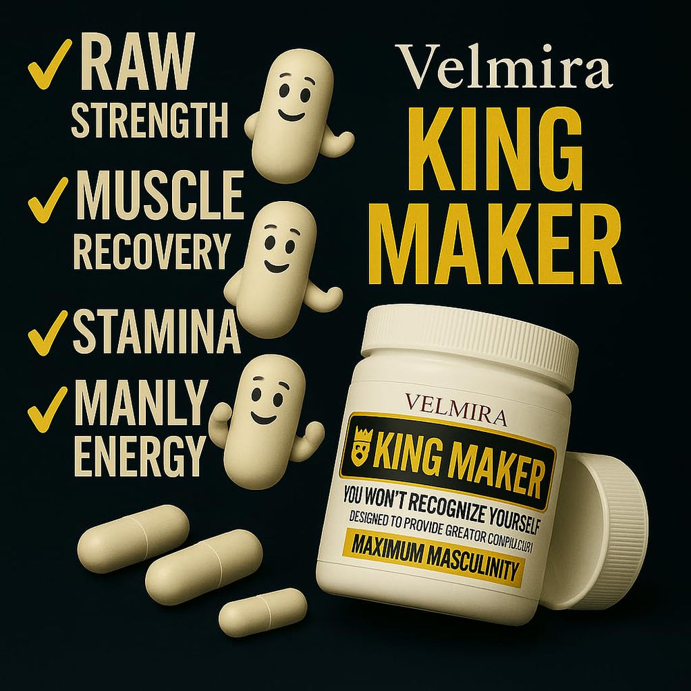 Velmira King Maker ingredients zinc, tongkat ali, and maca for mineral support.