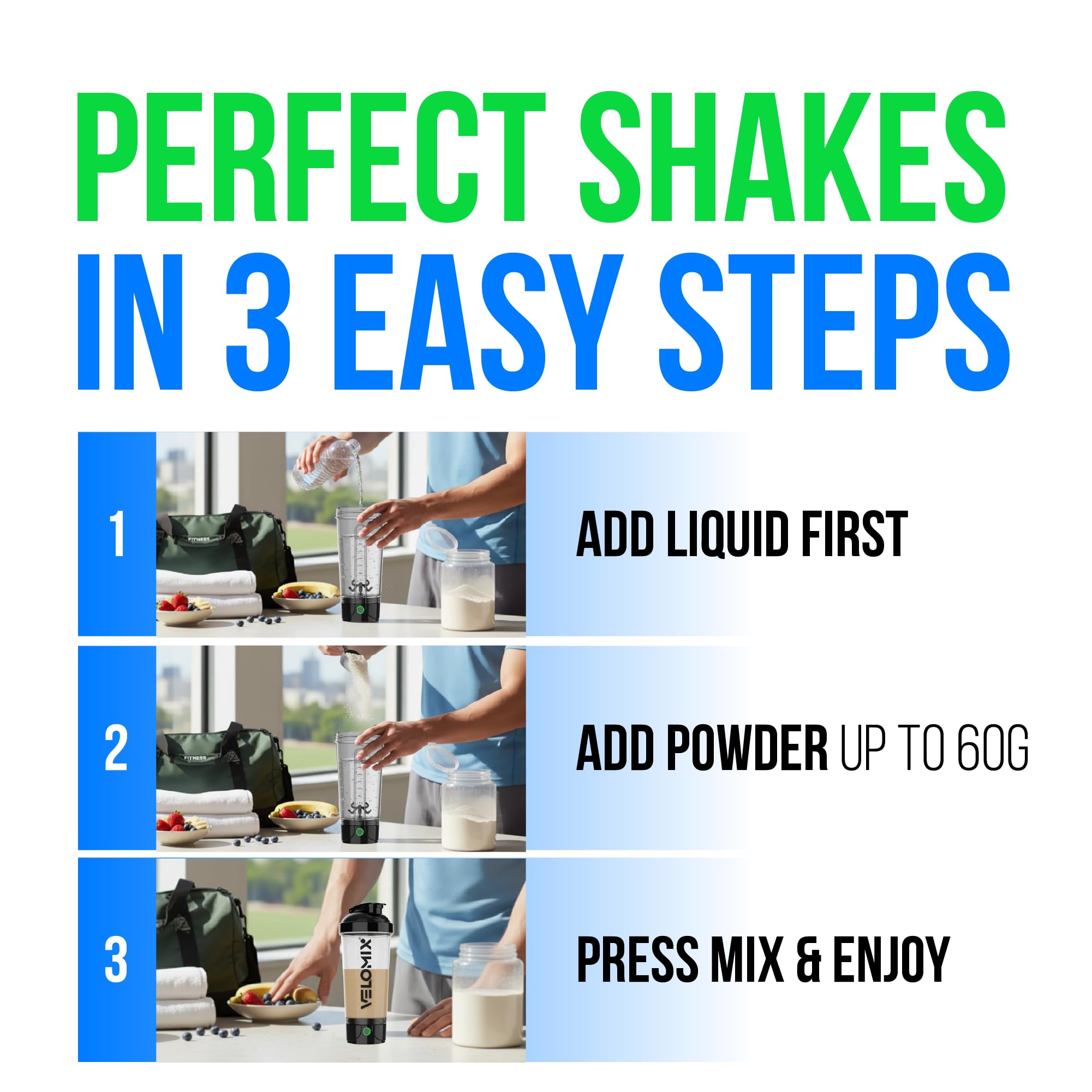 22oz? 24oz capacity indicator on VELOMIX shaker for pre or post-workout shakes