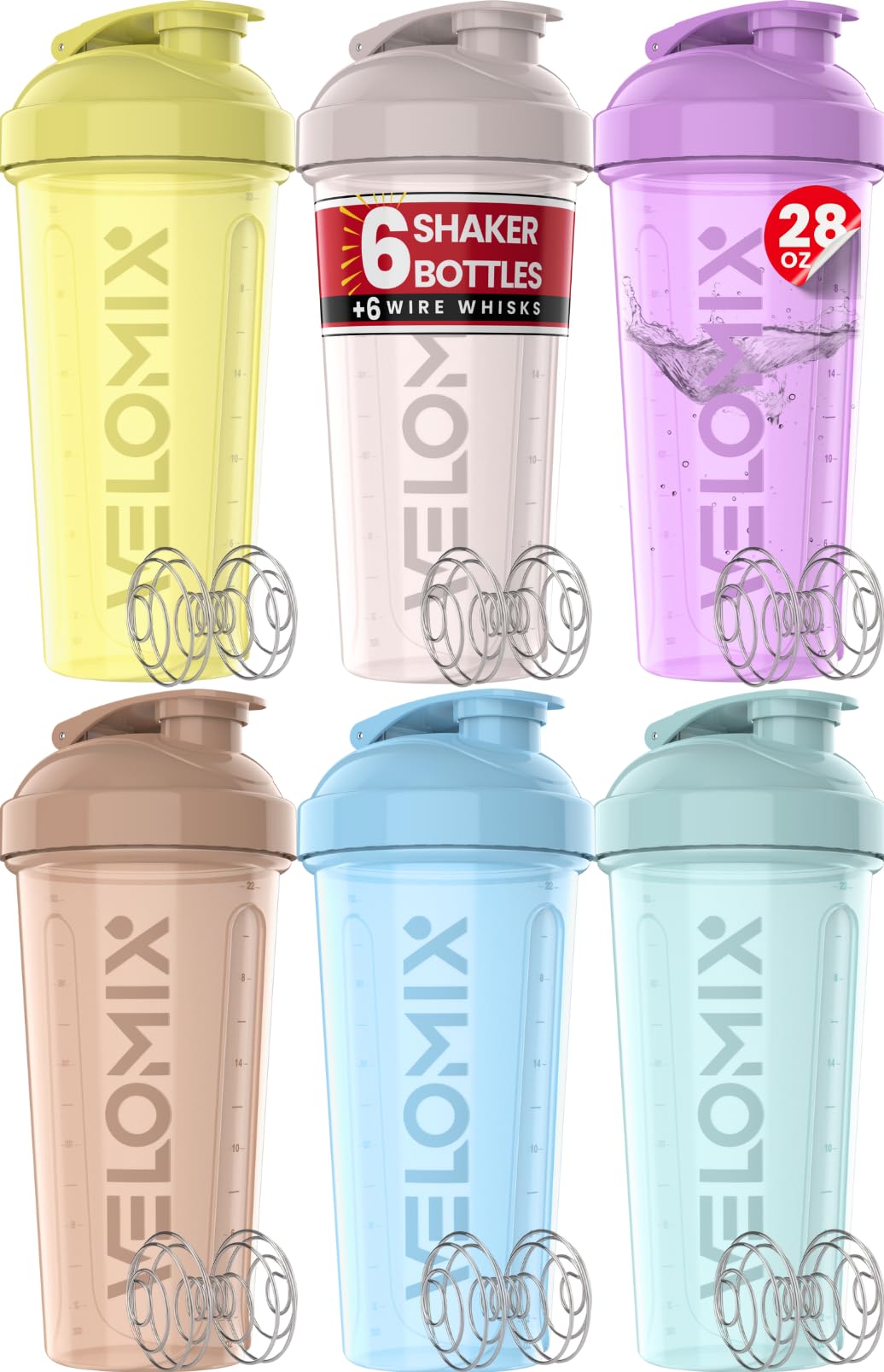 Velomix 28 oz shaker bottle with closed cap for mess-free shakes.