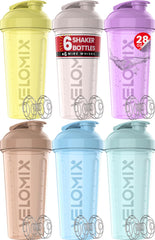 Velomix 28 oz shaker bottle with closed cap for mess-free shakes.