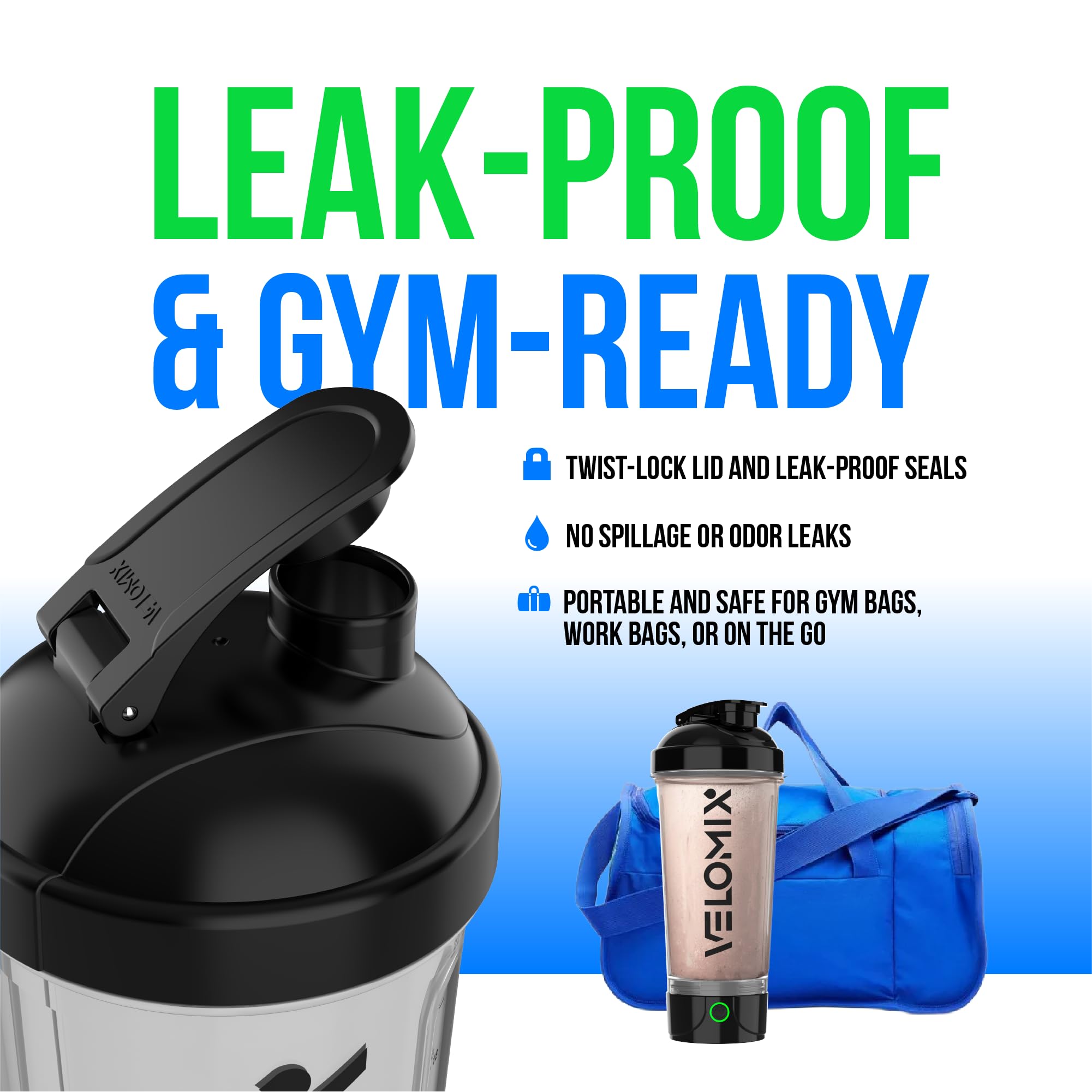 Top-rack dishwasher-safe VELOMIX parts simplify cleaning after workouts