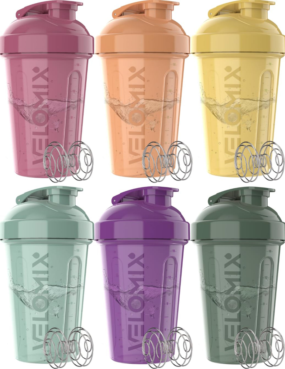 Velomix Nature Tones 6-pack front view bottle showcases leak-proof design for gym shakes.