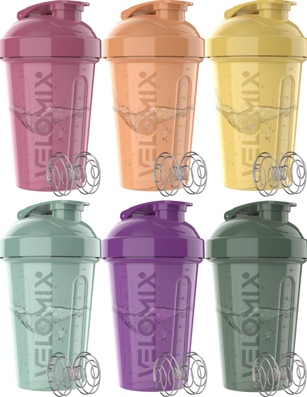 Velomix Nature Tones 6-pack front view bottle showcases leak-proof design for gym shakes.