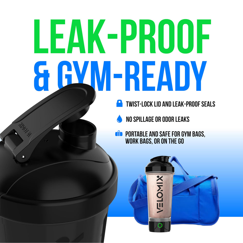 VELOMIX one-touch blending starts with a press, no shaking required