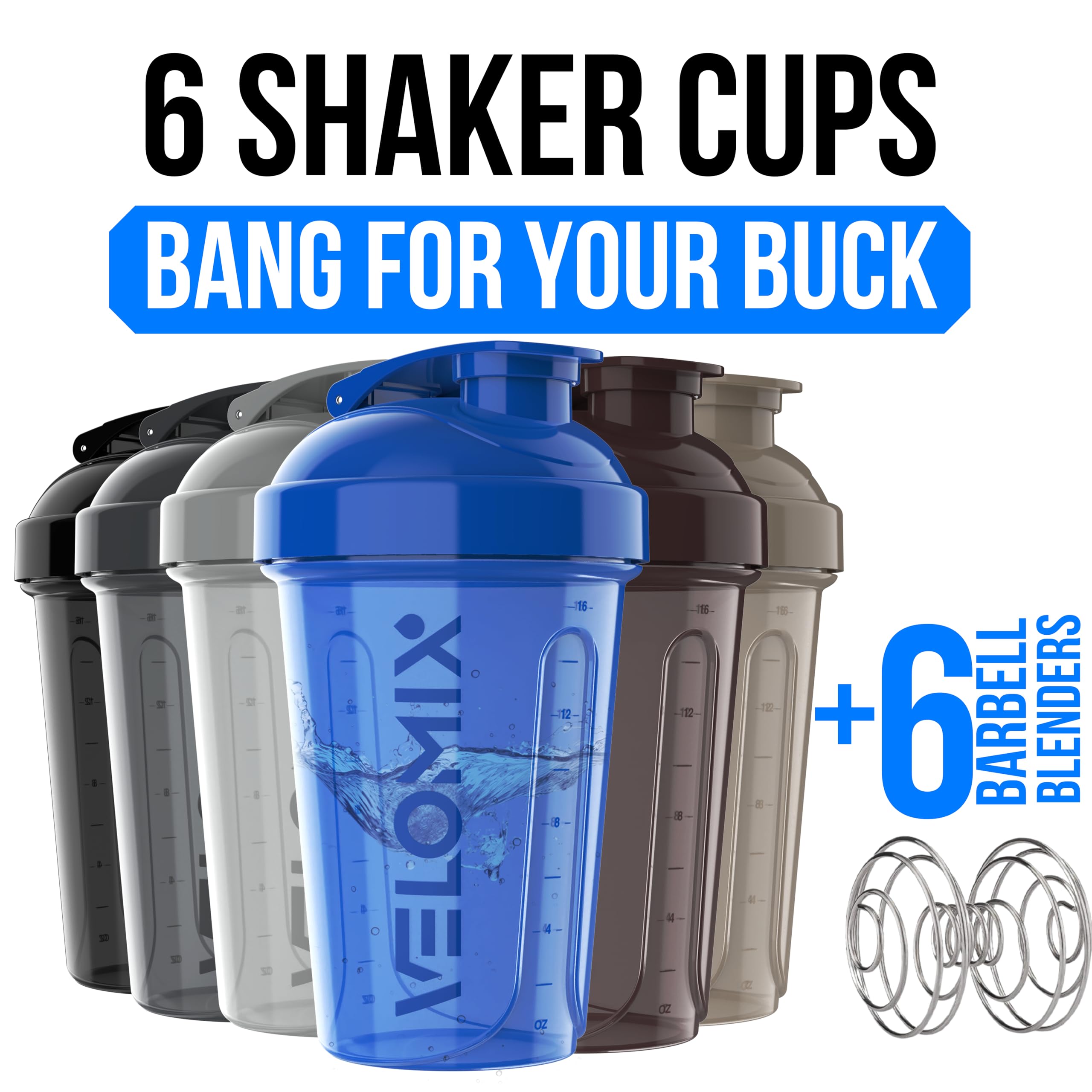 Velomix shaker 20 oz with lid open; easy filling and quick cleaning.