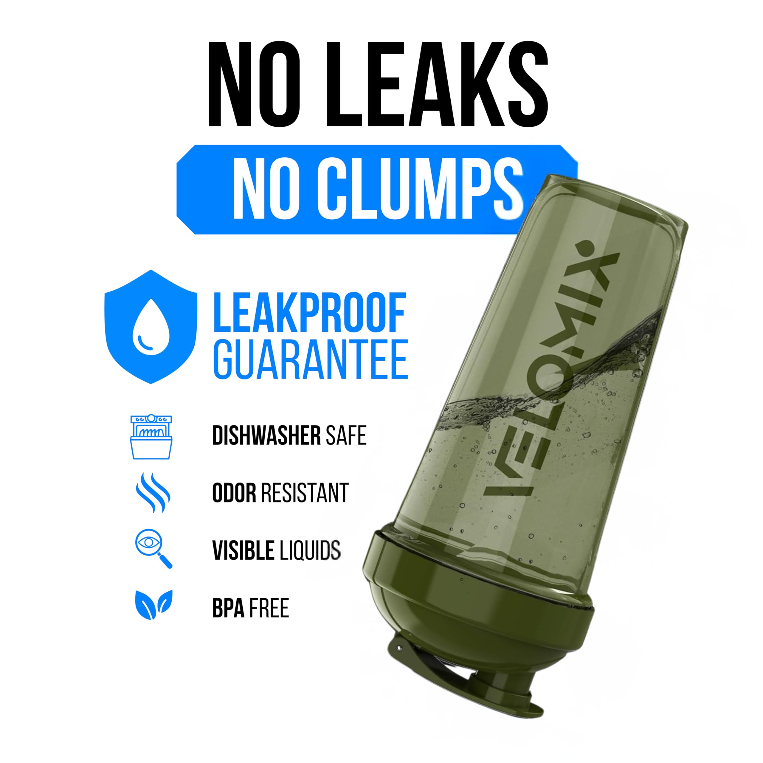 VELOMIX Stealth Edition 28oz shaker interior with wire whisk for smooth mixes.