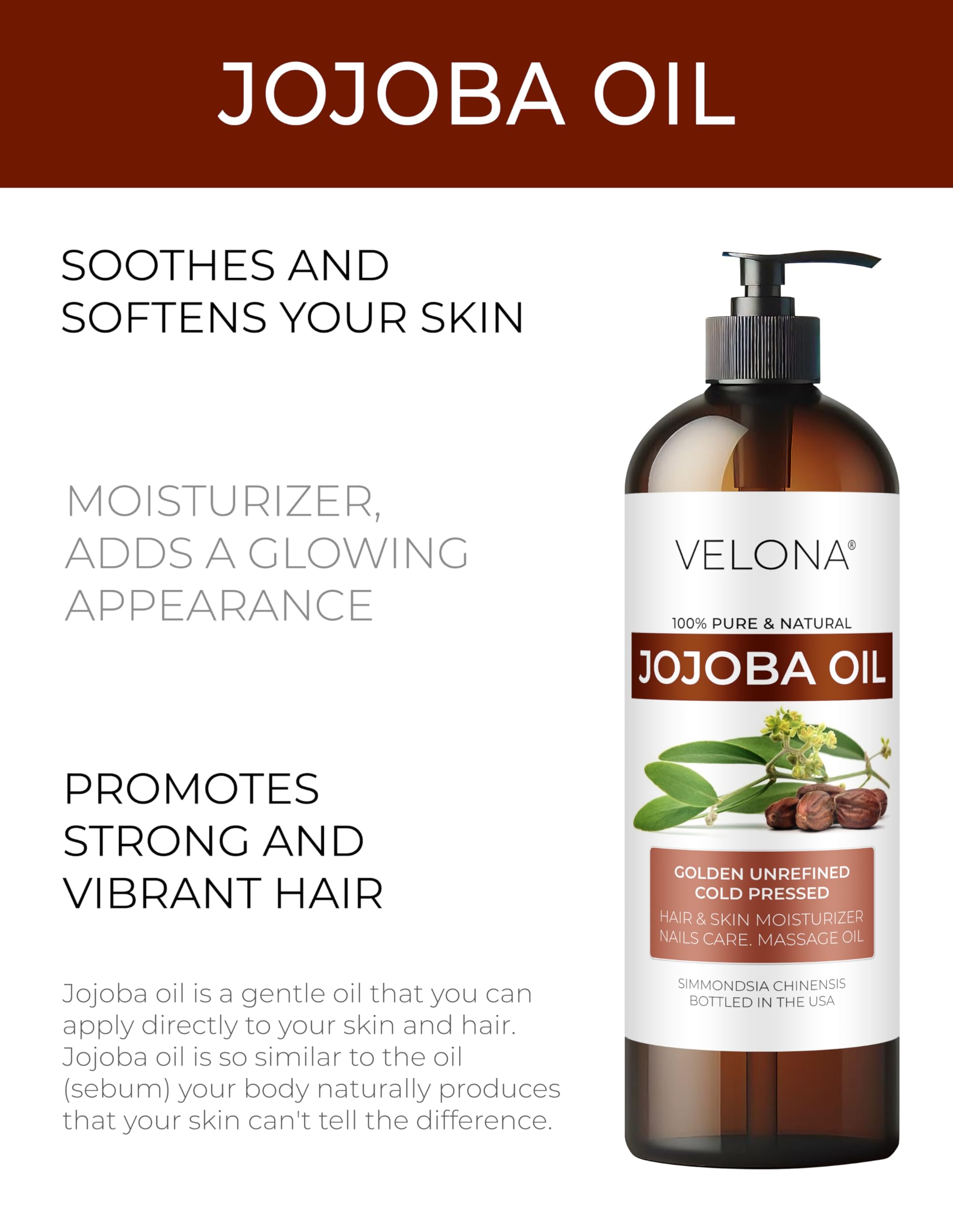 Velona Jojoba Oil facial application delivers lightweight hydration and nourishment.