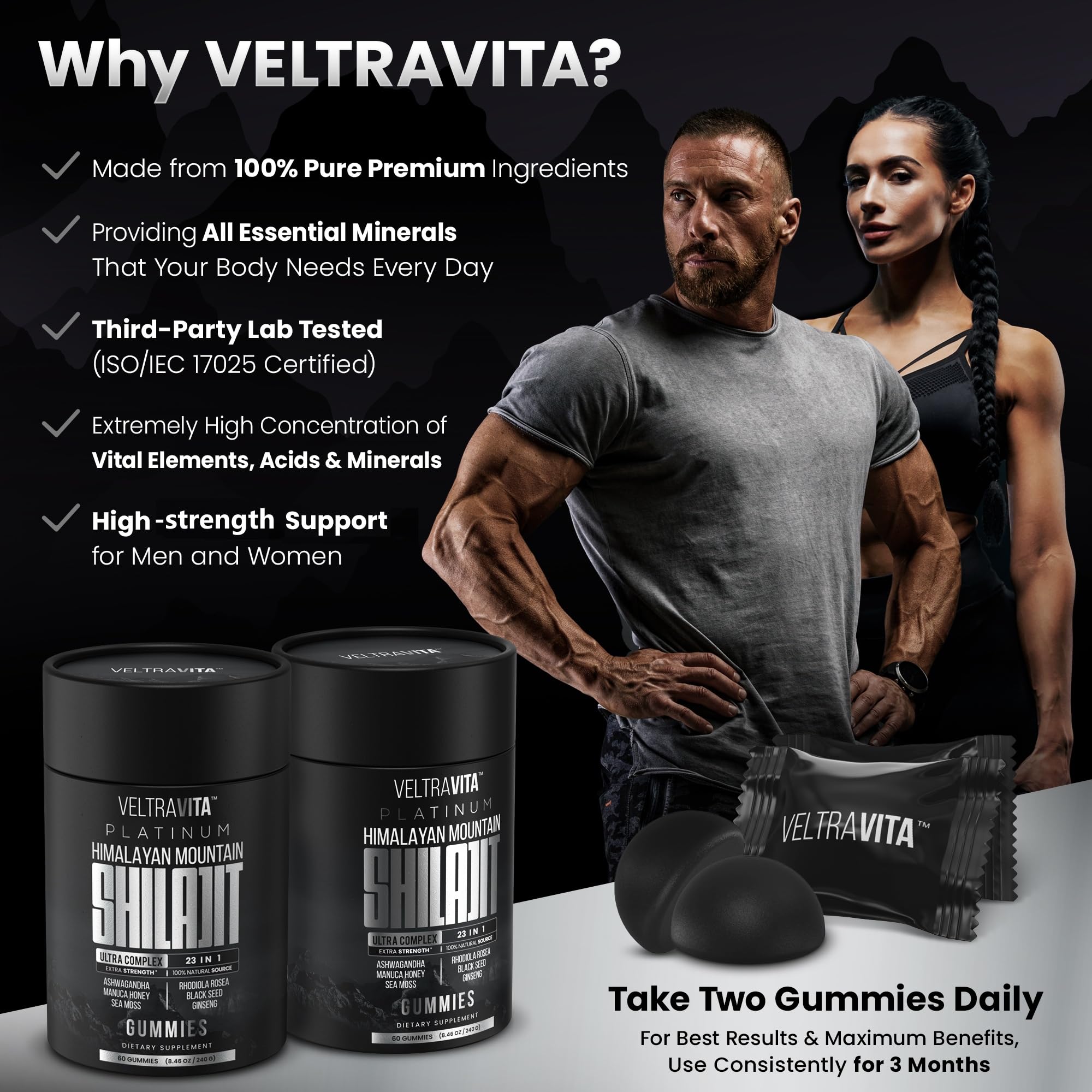 VeltraVita Tongkat Ali extract bottle signaling potential vitality support
