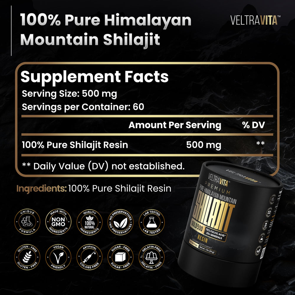 Lab-certified packaging of VeltraVita Shilajit Resin for safety