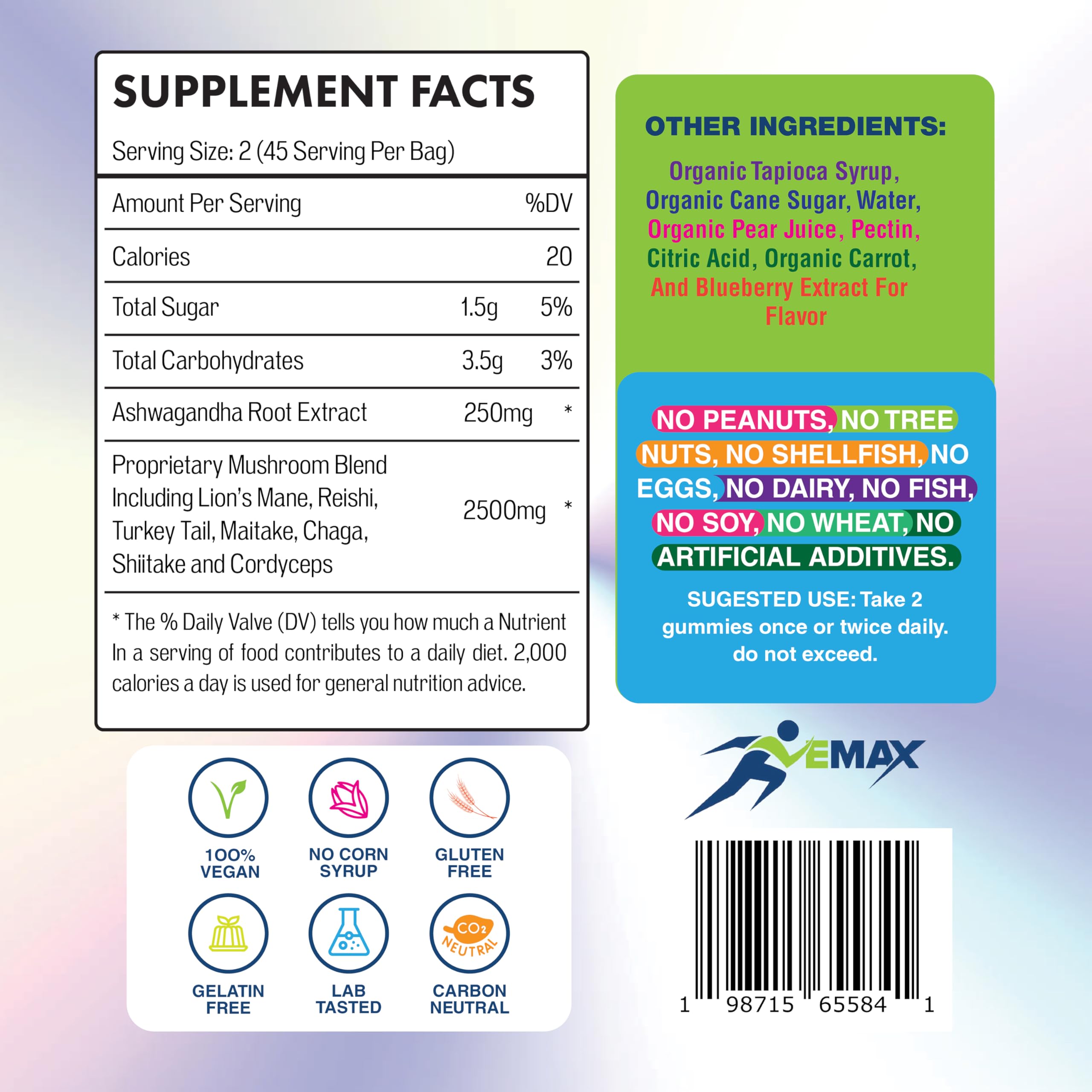 Vemax immune-support mushroom blend visual suggesting immune health potential.