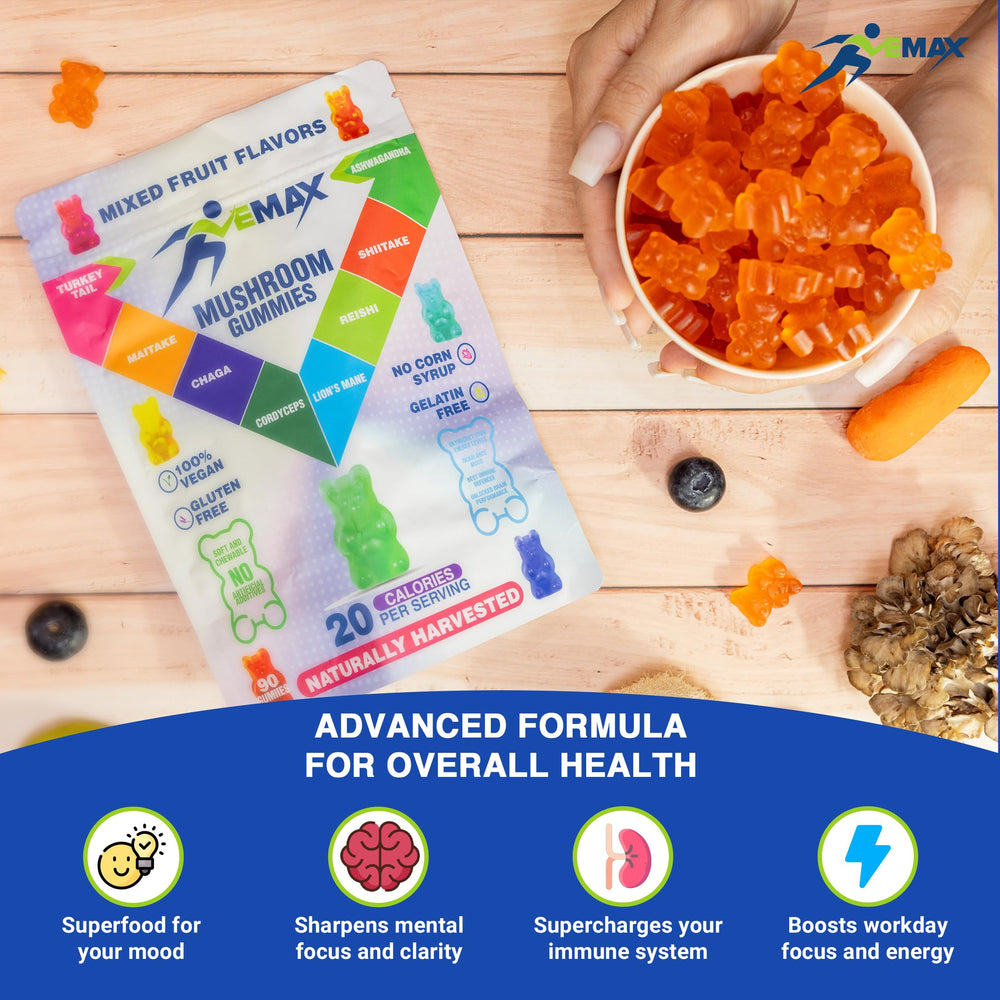 Vemax vegan gluten-free gummies shown with clean ingredients for plant-based diets.