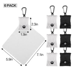 Vemiss cleaning cloth with carabiner clip for quick access on the go.