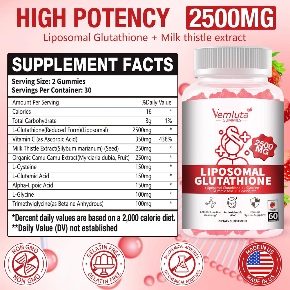 Vemluta gummies close-up showing strawberry chew and glossy texture for easy daily use.