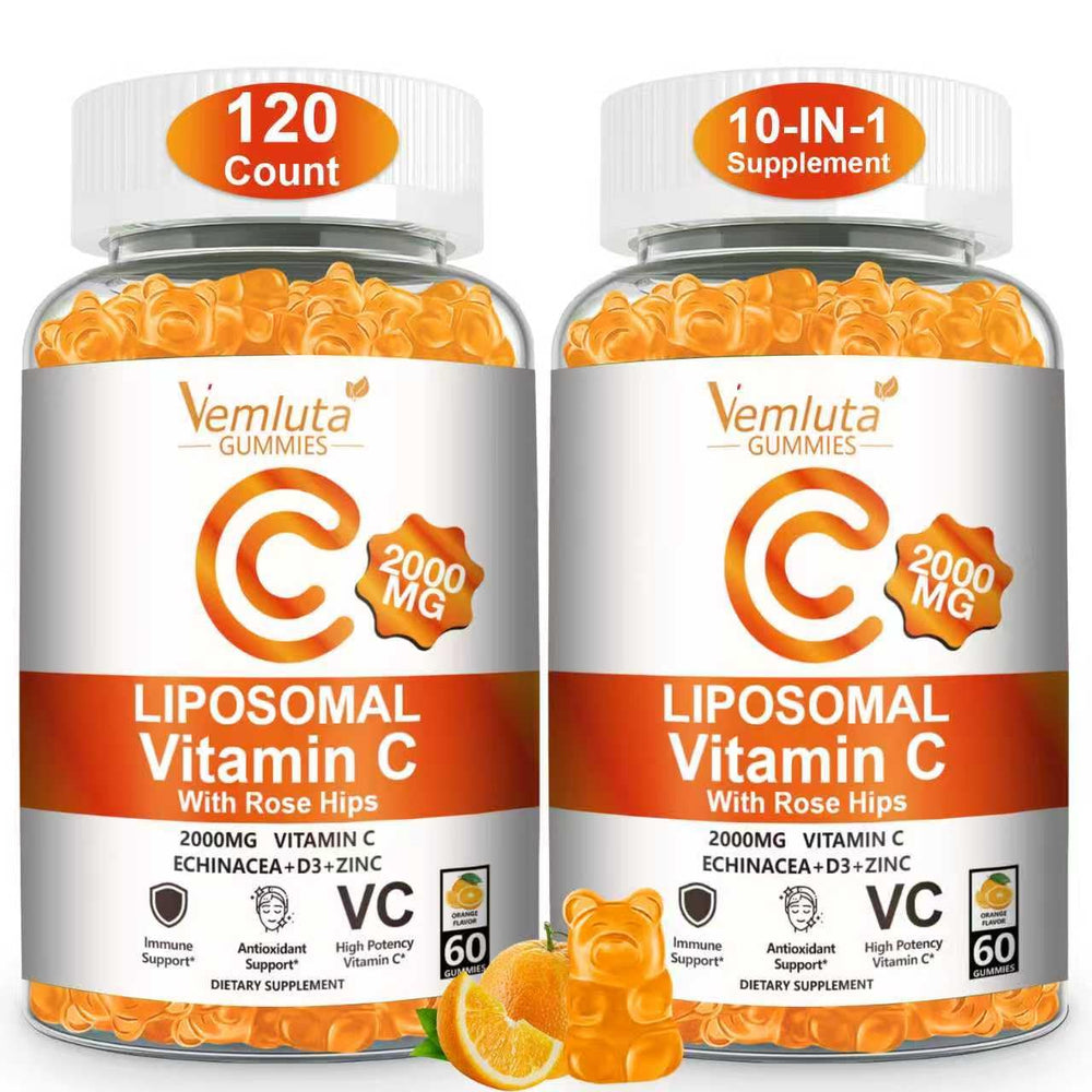 Vemluta liposomal vitamin c gummies bottle in orange flavor supports daily immune health