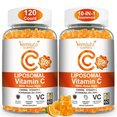 Vemluta liposomal vitamin c gummies bottle in orange flavor supports daily immune health
