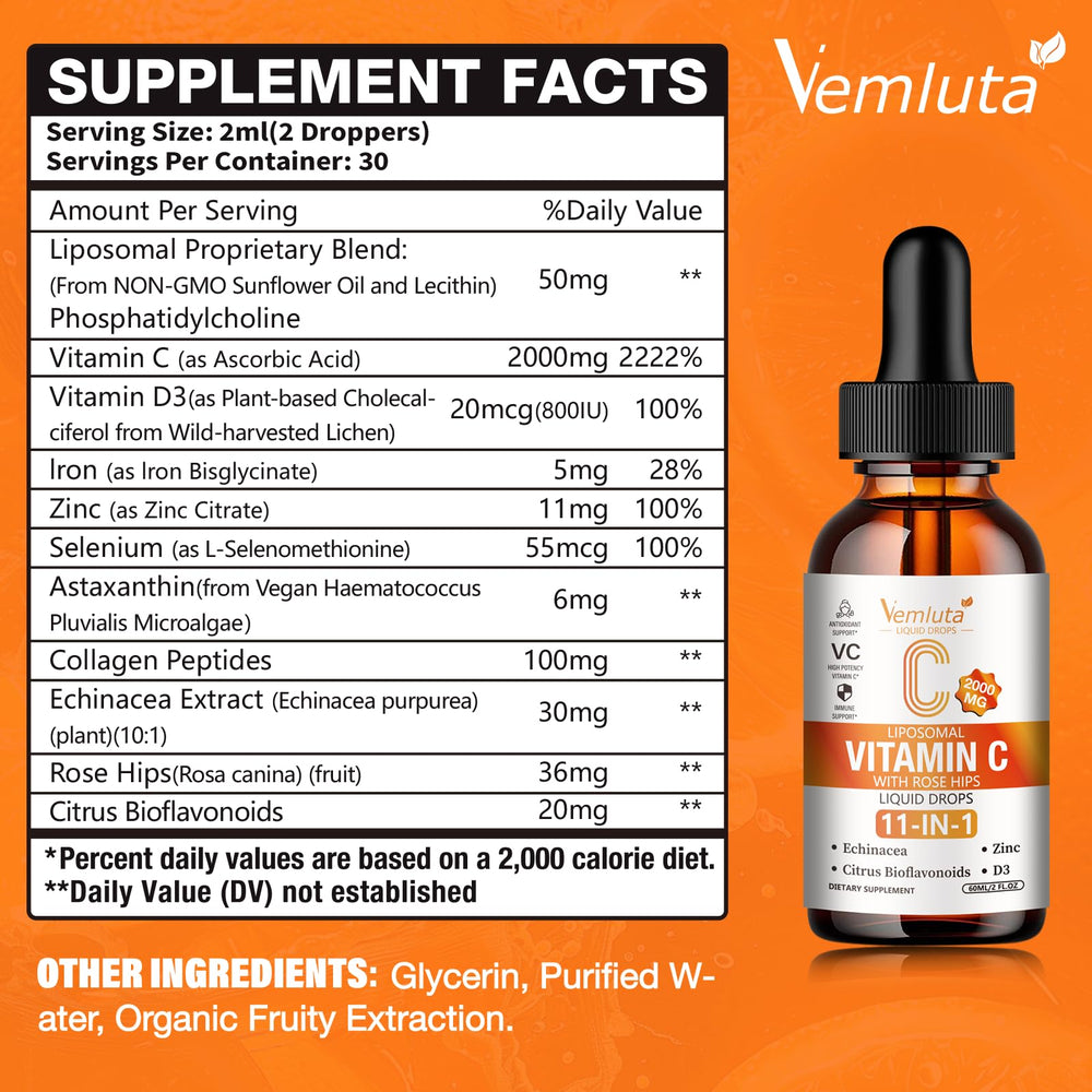 Close up of Vemluta liposomal Vitamin C dropper for easy dosing