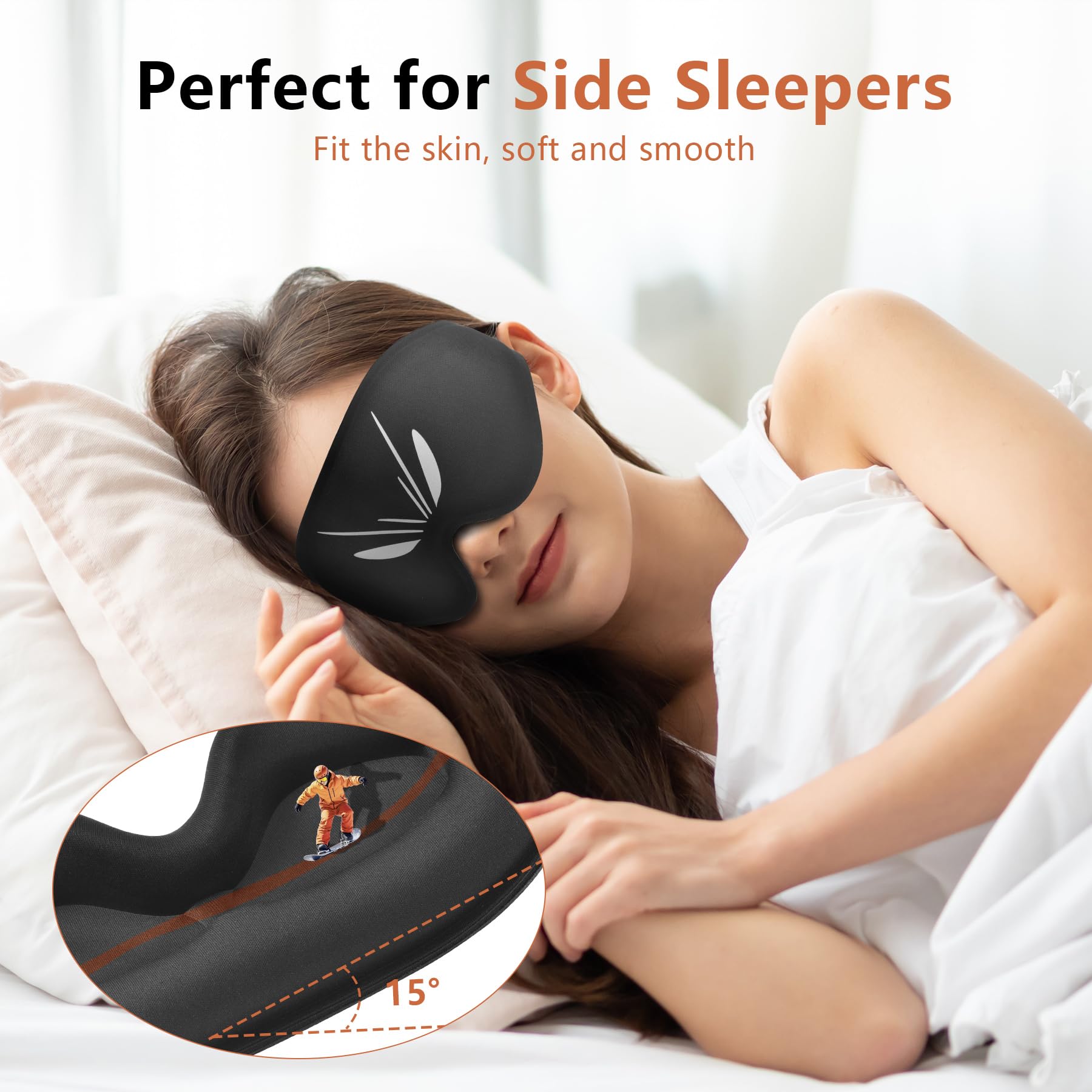 VENMATE 3D contoured cups offer blink-friendly design for makeup-safe sleep.