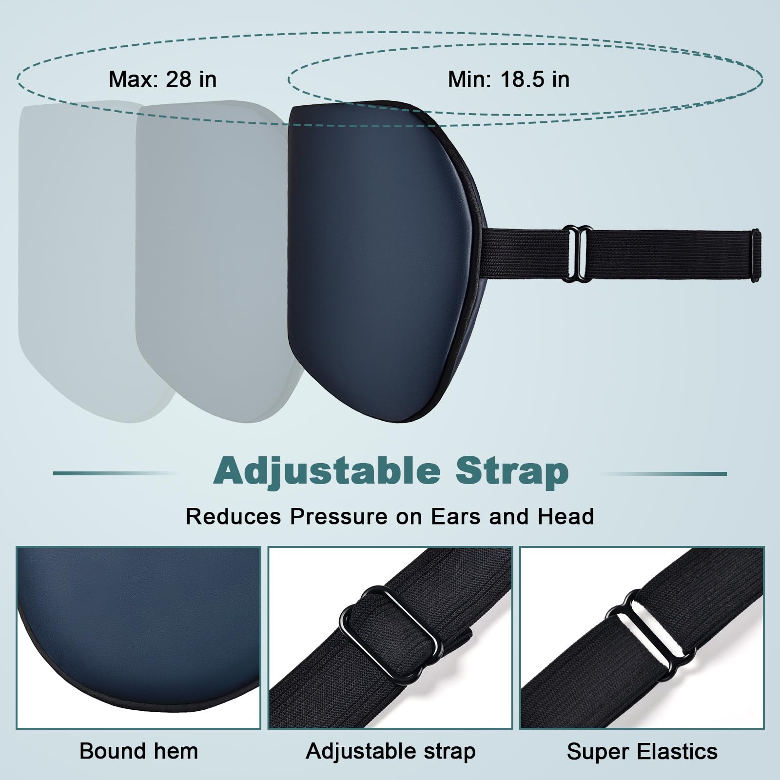 Close-up of VENMATE sleep mask blocks light for peaceful, uninterrupted travel sleep.