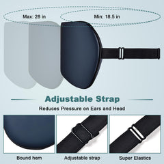 Close-up of VENMATE sleep mask blocks light for peaceful, uninterrupted travel sleep.