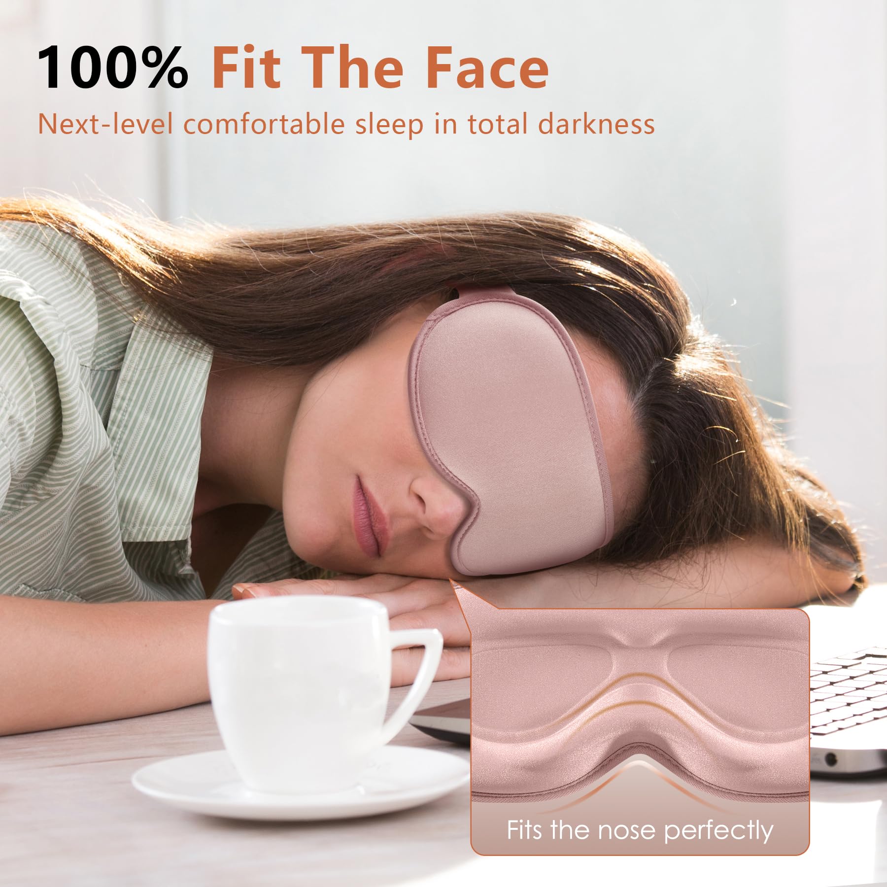 Deep cup design provides space for blinking with no eye pressure.